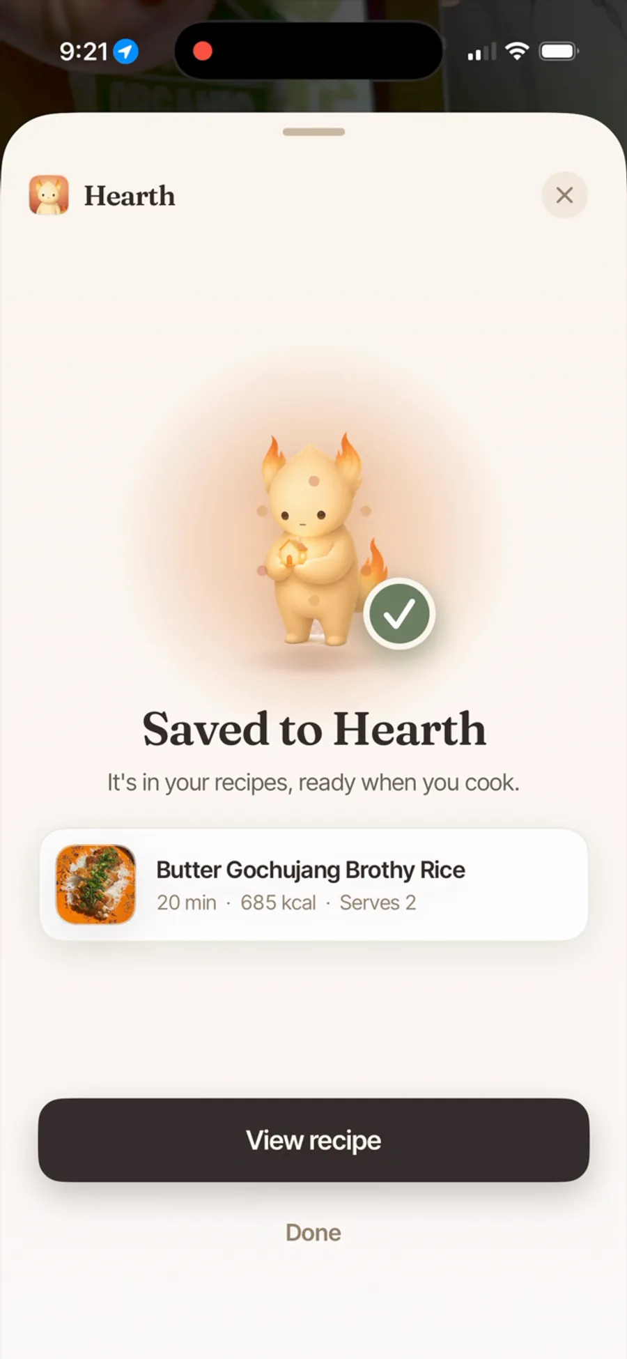 Recipe saved to Tumsy